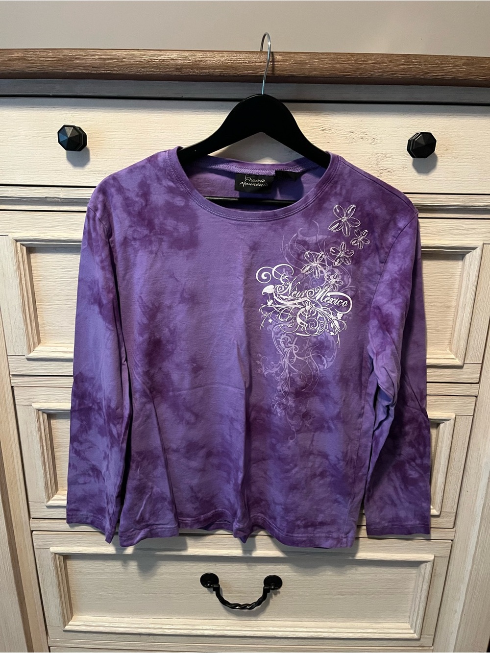 Purple Tie-Dye Long Sleeve Graphic Tee - New Mexico